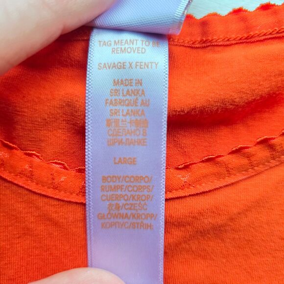 Savage X Fenty Missy Scallop Logo Crop Top, Size L Orange - Picture 4 of 6
